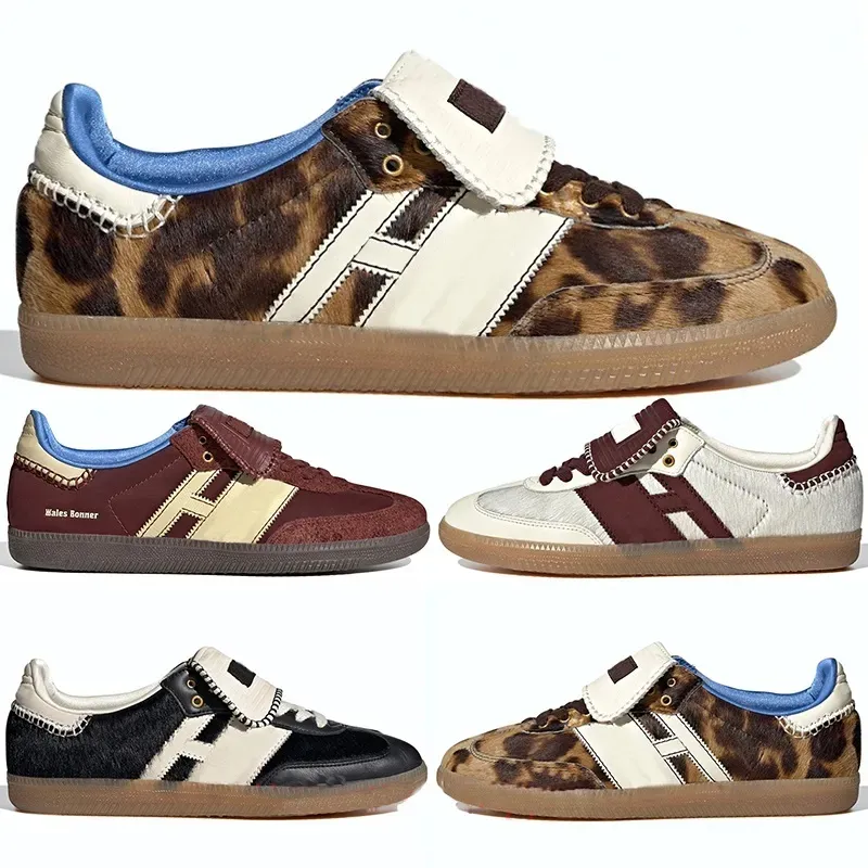 Leopard Men Low Top OG Original Running Shoes Wales Bonner Nylon Fox Brown Pony Black Cloud White Cream Green Pink Sporty Rich Trainers Sneakers sambaitysss