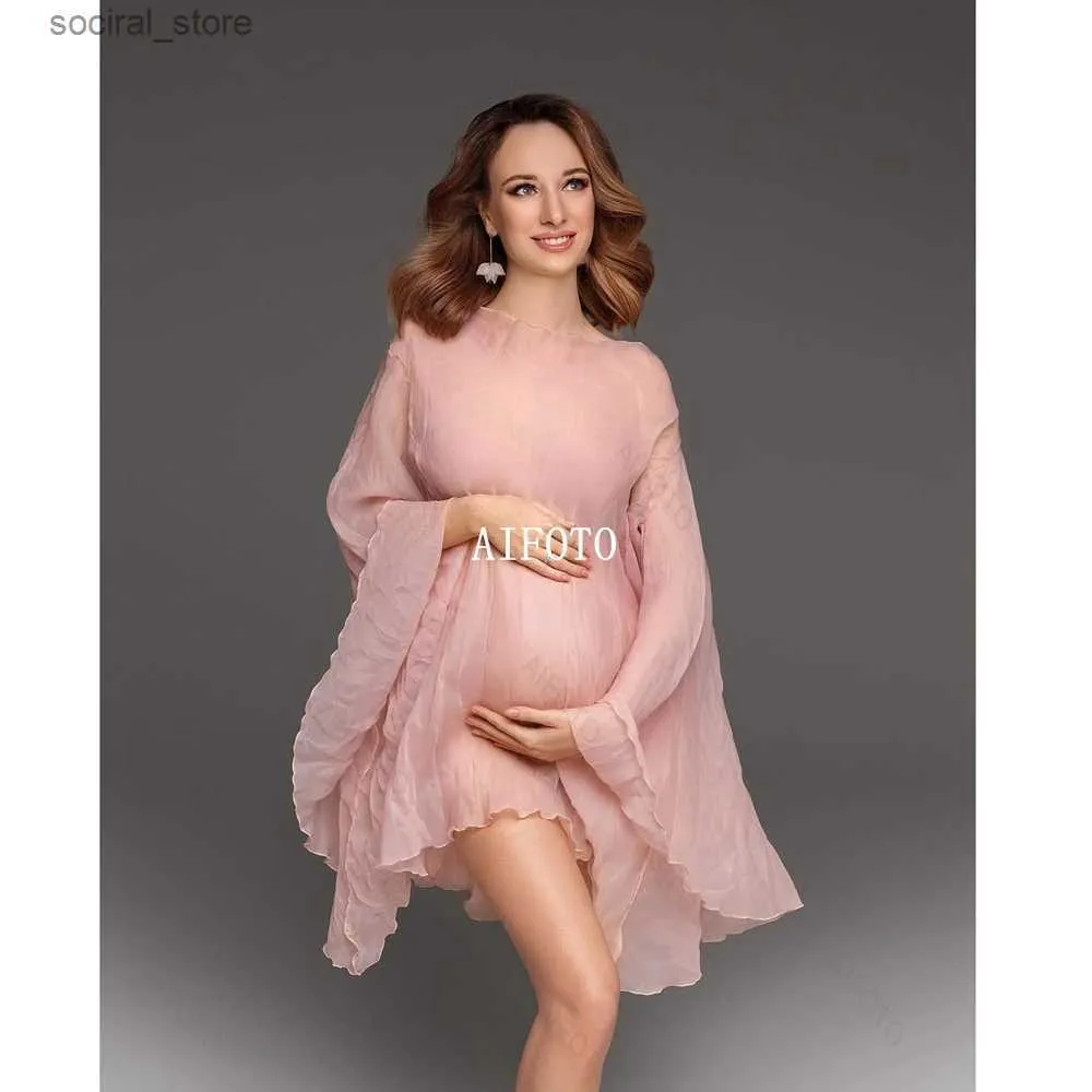 Moderskapsklänningar Ny rosa tulle moderskapsklänning fotografering rekvisita gravida kvinnor klänningar graviditet fotografering klädstudio tillbehör l240308
