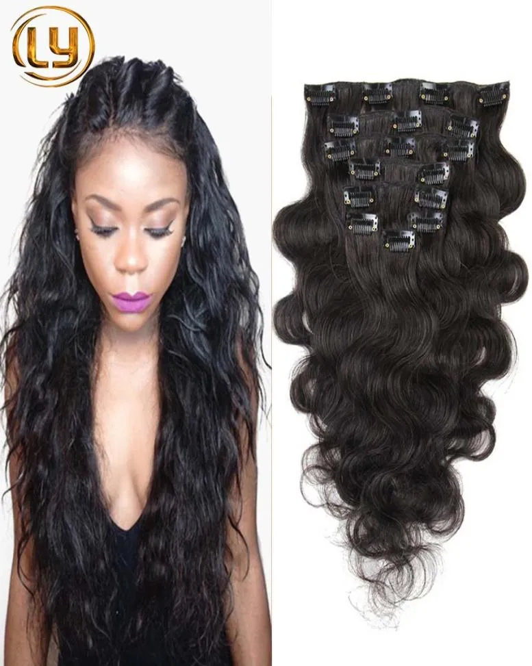 7A Grade 100 Body Wave Clip in Human Hair Extensions Brazilian Hush Hair Clip in Extensions 2sets for Full Head4469275