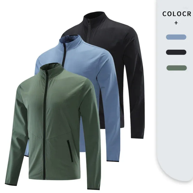 Chaquetas para hombres Hombres Chaqueta de ciclismo Casual Transpirable Cremallera Soporte Cuello Secado rápido Fitness Abrigos de manga larga Deportes al aire libre Runn Coat