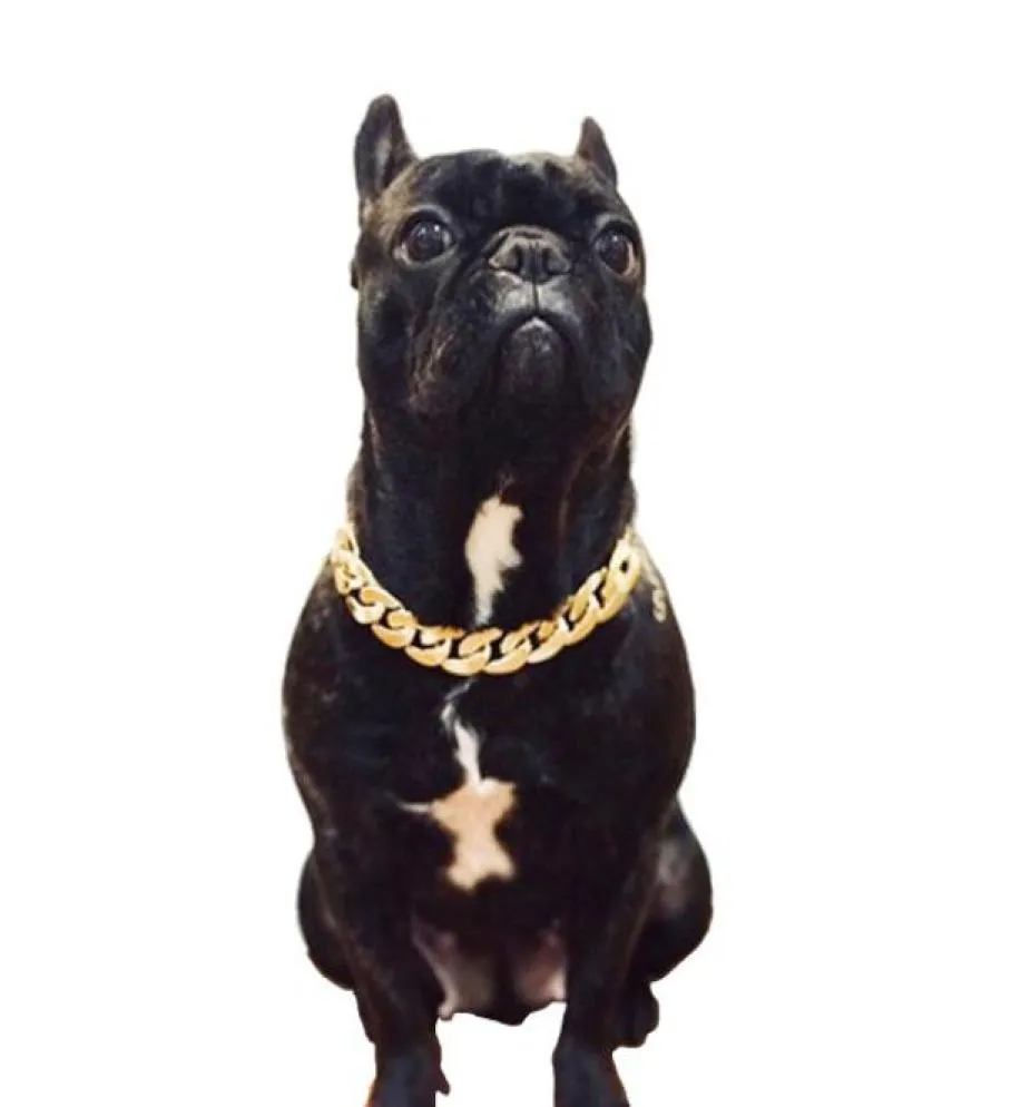 Pet Dog Necklace Collars Thick Gold Chain Plated Plastic Identified Safety Collar Puppy Dogs Supplies dog accessories6269633