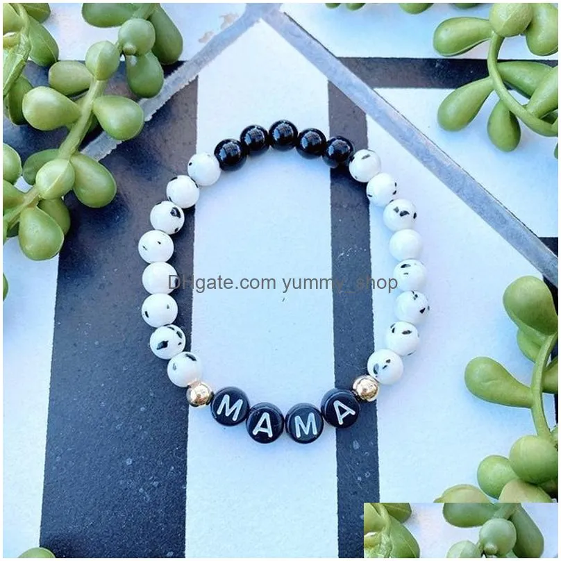 mama strands bracelet natural stone beaded stretch bracelets for women fashion jewelry will and sandy black green