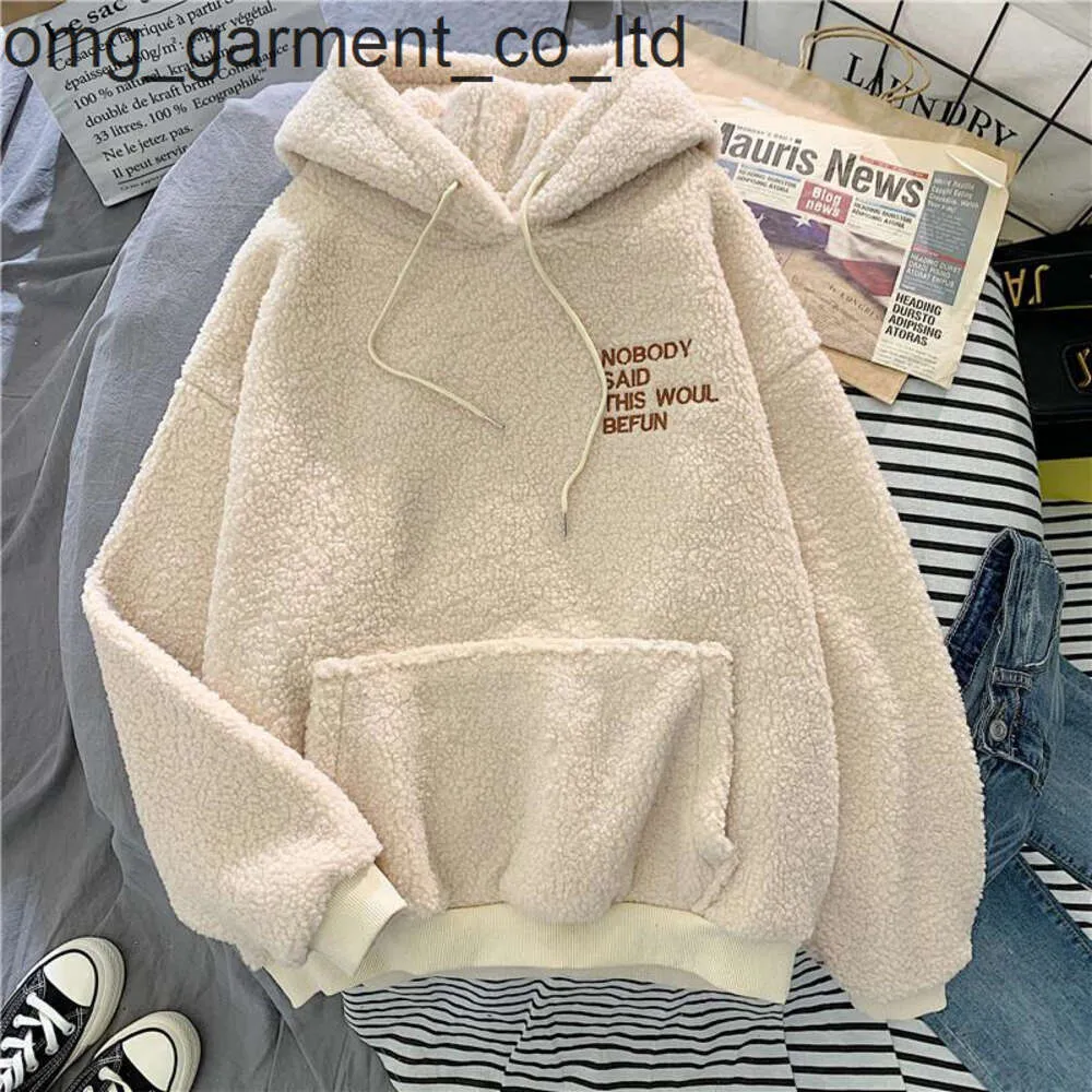 Nya 24SS Womens Fleece Flanell Pullover Hoodies Autumn Winter Sweet Hooded Print Harajuku Loose Pocket Coat Female Sweatshirt Tröja