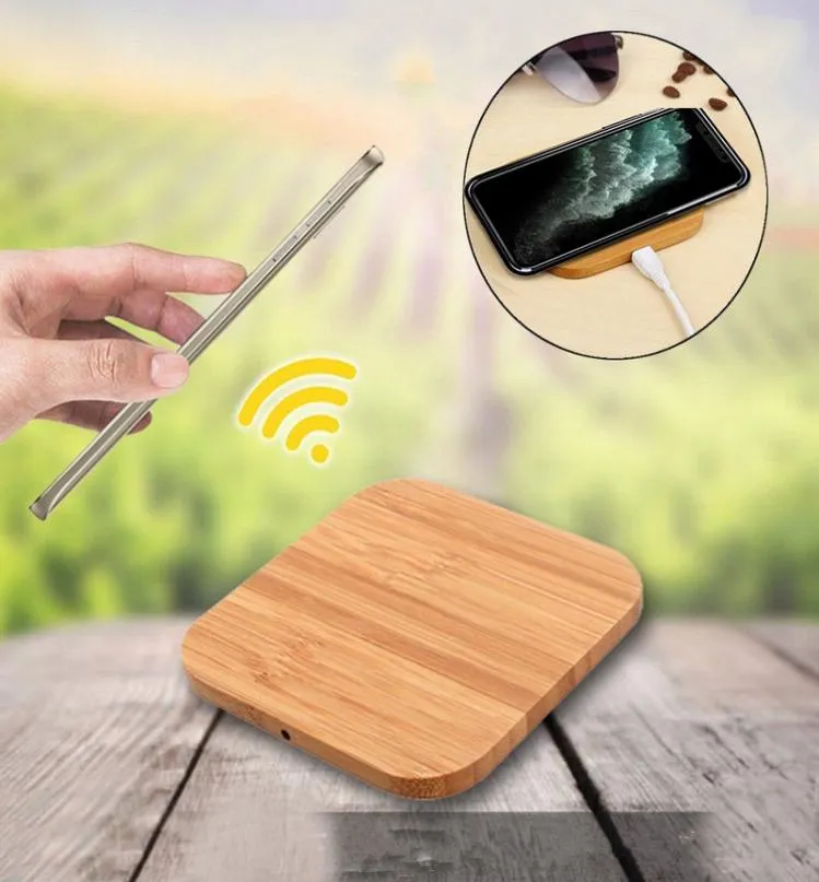 WOODED Bamboe Draadloze Oplader Hout Houten Pad Qi Snel Opladen Dock USB-kabel Tablet Voor iPhone 11 Pro Max Samsung Note10 Plus9461523