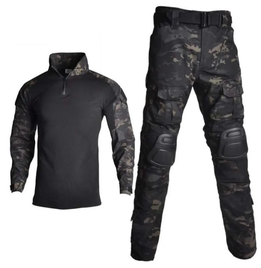 狩猟セット戦術的なスーツ軍服のトレーニングカモフラージュシャツパンツパッド付きペイントボール服10ポケット8xl6887907