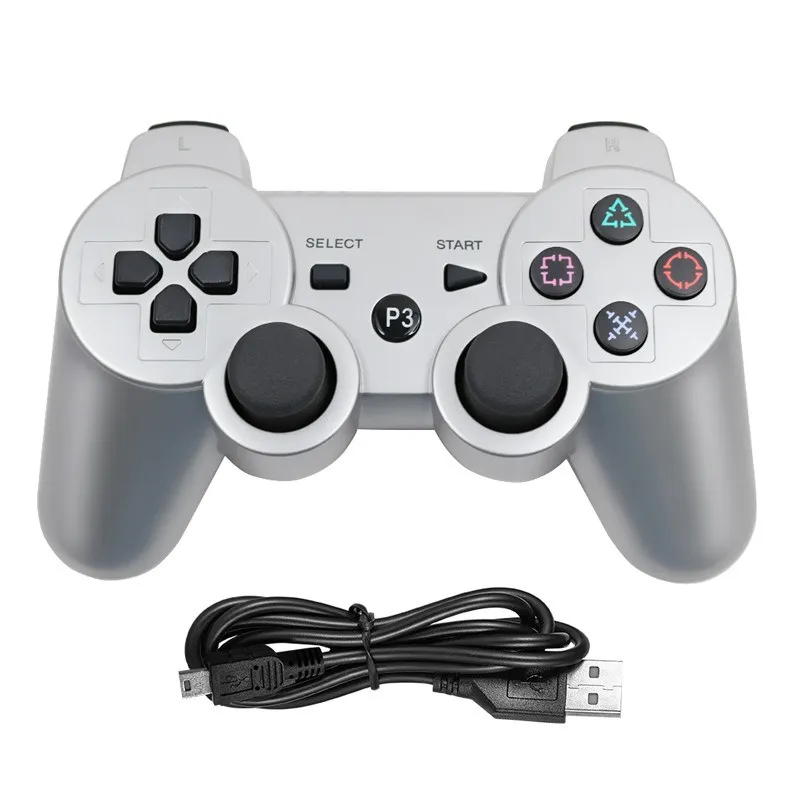 Atacado Dualshock 3 Joysticks Bluetooth sem fio para PS3 Controle de vibração Controles Joystick Gamepad para PS Ps3 Controladores de jogo têm logotipo com caixa de varejo