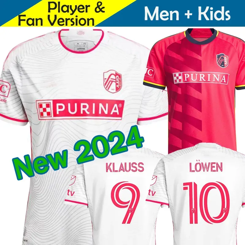 STL CITY SC 2023 2024 MLS Jerseys Kit Kit Man Mor League St 23/24 Camisa de futebol Primária Home Red St. L Ouis Away Couence Lowen Klauss Jackson