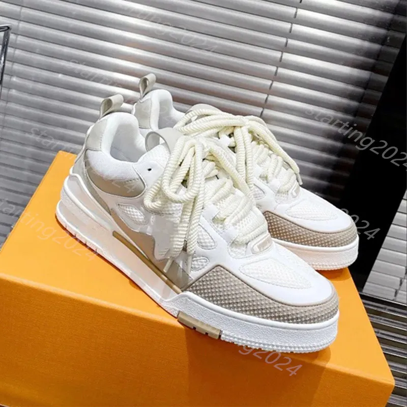 Designer Flash Diamond Casual Schoenen Brood Sneakers Mannen Ademend mesh leer gemaakt bovenzijde merk bloem Dikke Bodem Schoenen Met originele doos T38