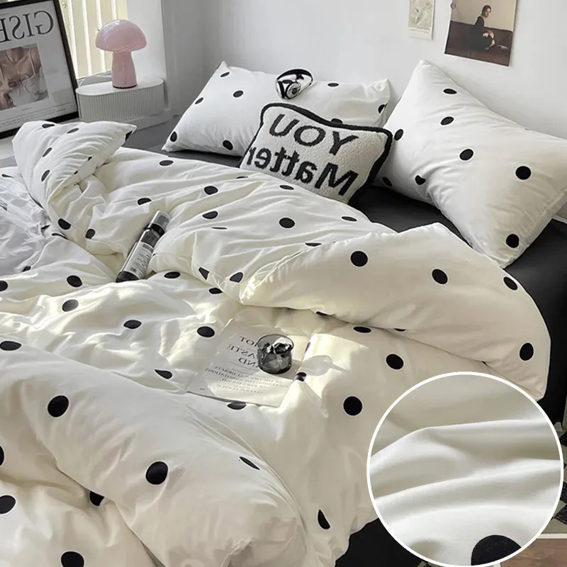 シンプルなスタイルのベッドリネンセットスキンフレンドリーなベッドシート枕カバーブラッシュベッドクロスシングルフルクイーンキングサイズの寝具240226