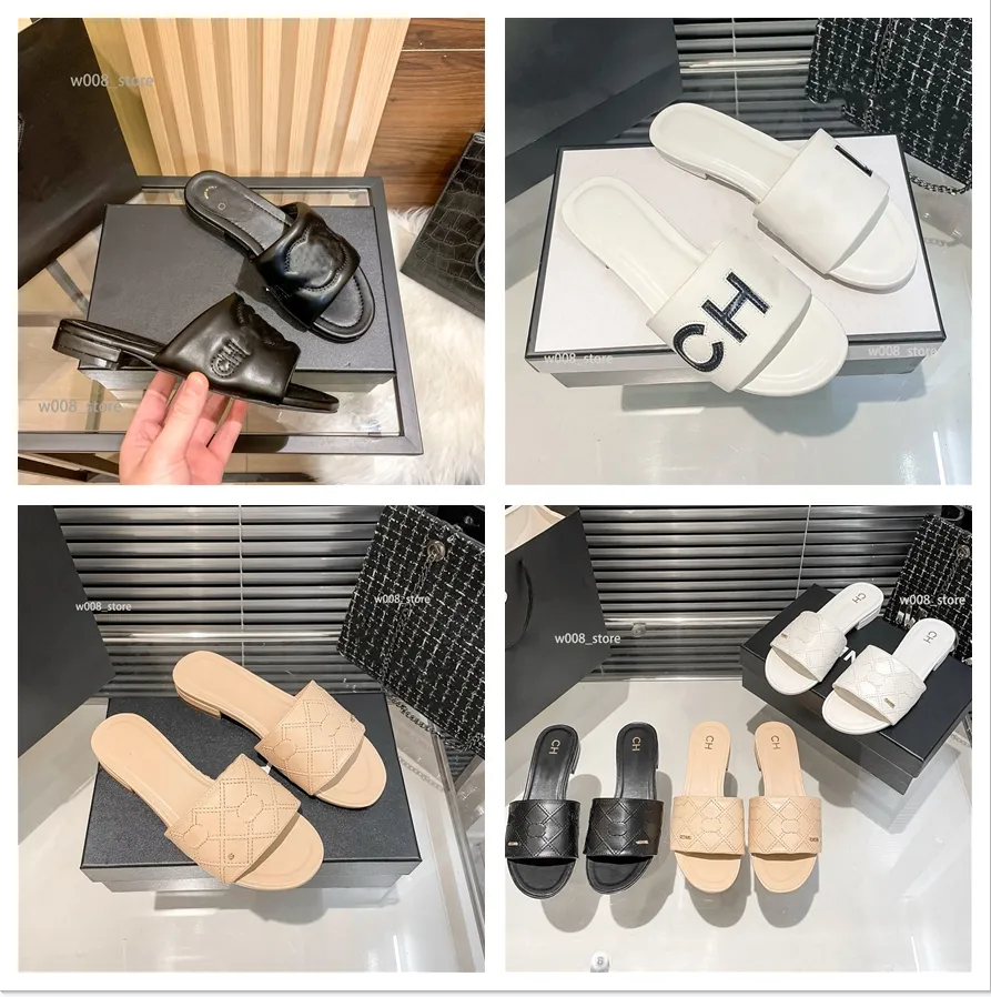 France slajdes damski pantofel paryski Paris Slajdes płaski obcasy letni projekt mody Flops Lady Sandals Buty buty damskie skórzane kanały sandały