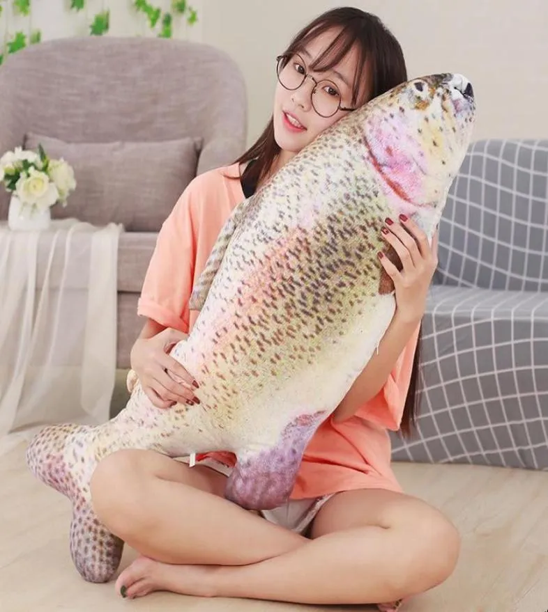 Dorimytrader Pop Lovely Soft Simulation Animal Salmon Fish Plush Toy STORT STOLED REALISTIC WEEVER TOY KIDS Vuxna gåva 100 cm 39inc9777769