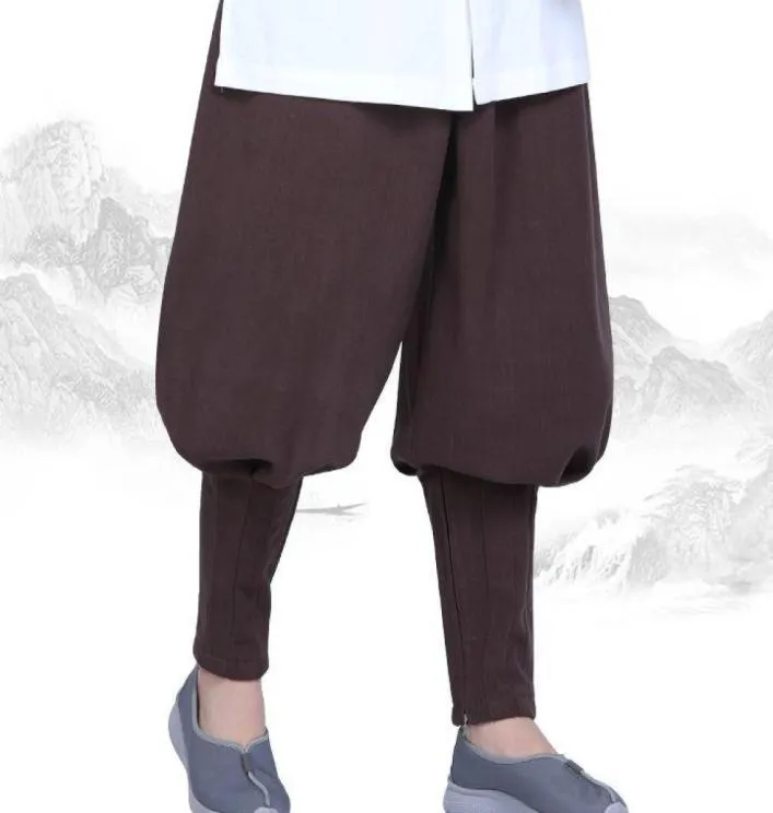 Running Pants Winter Warm CottonLinenzen Shaolin Monks Bloomers Buddhist Budda Lay Meditation Byxor BlackCoffeeGrey9342309