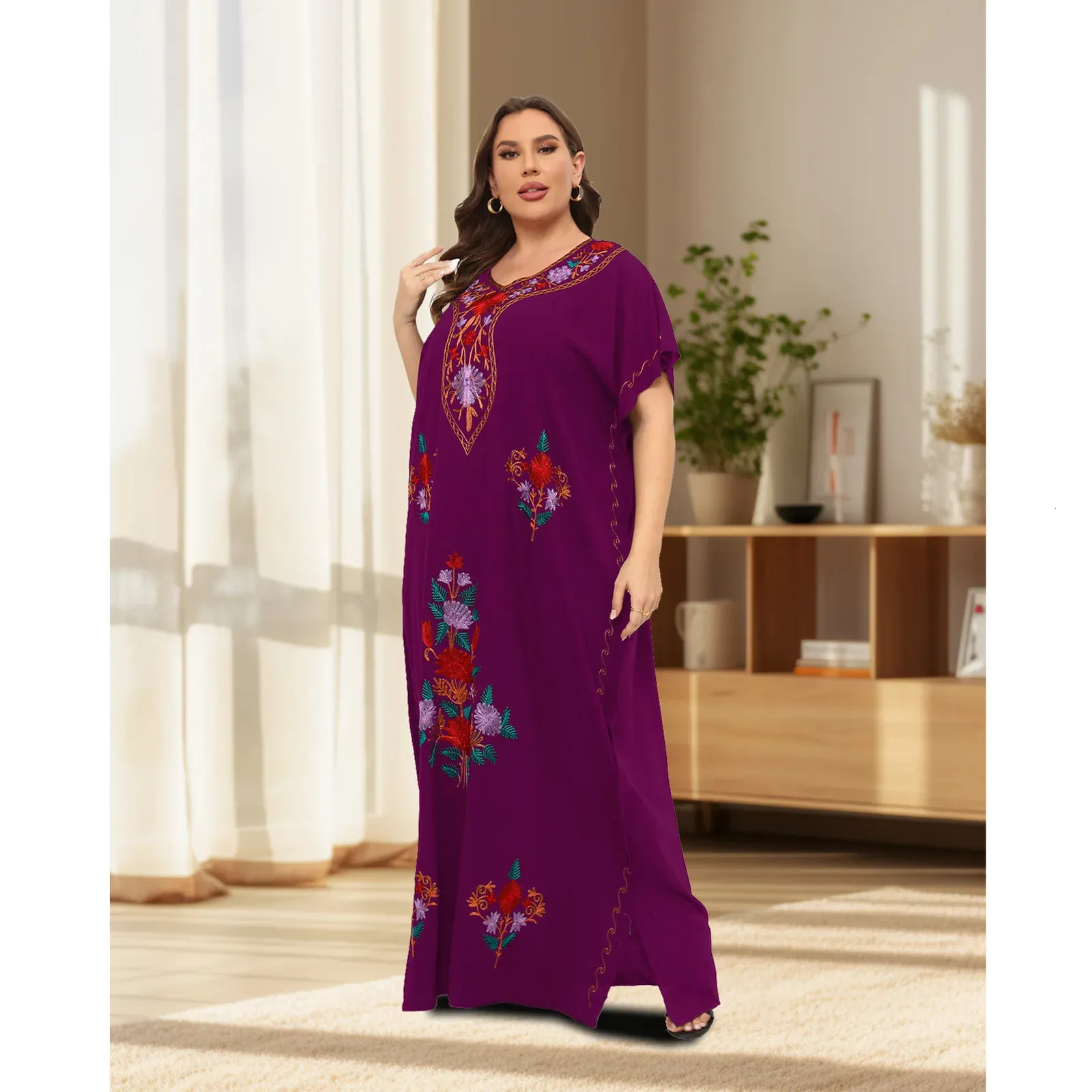 DHgate Plus Size 100 Cotton Abaya Kaftan Short Sleeve Dashiki Kaftan Casual Loose African Dresses Apparel