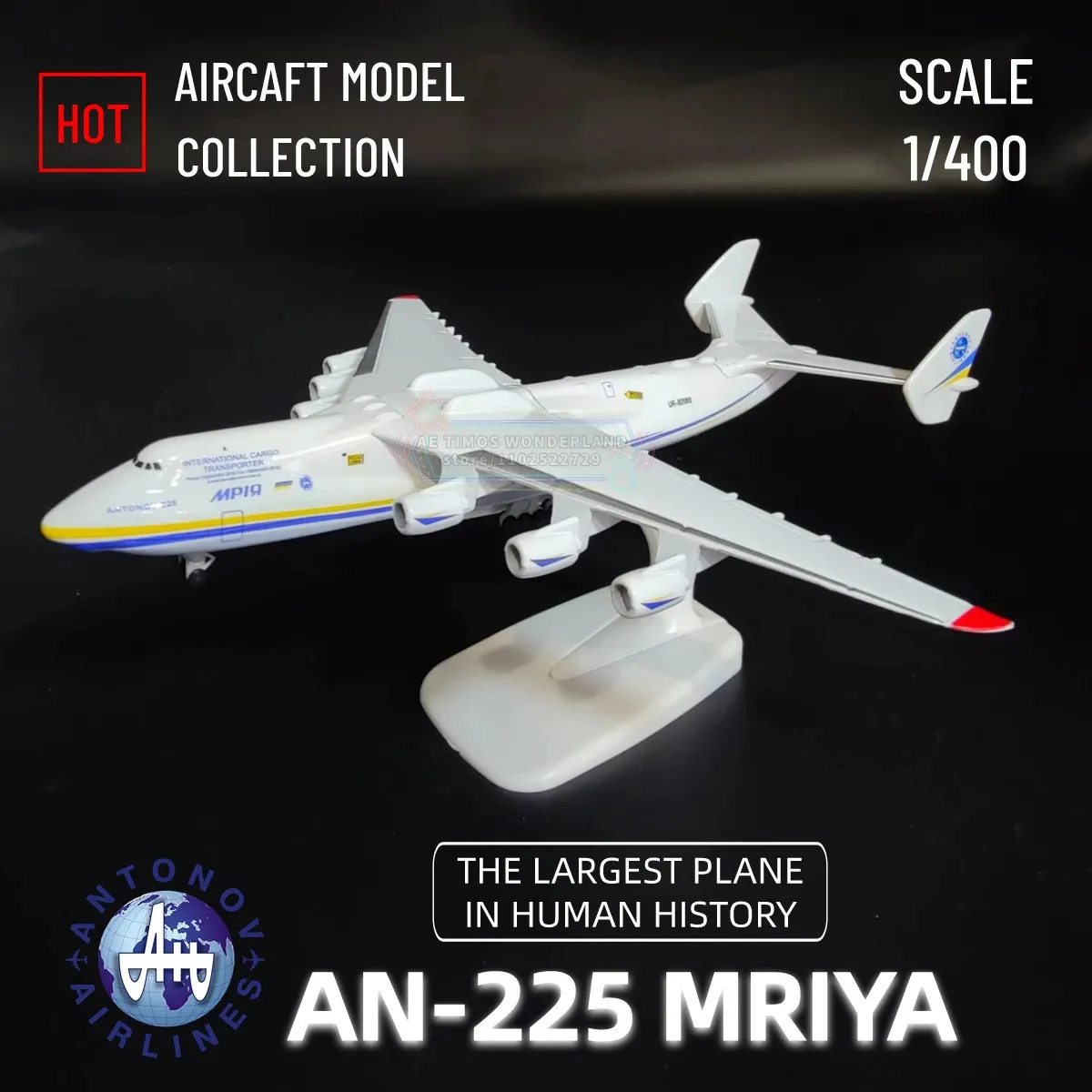 Antonov AN225 Mriya Hercules avion réplique échelle 1 400 métal avion modèle Aviation Miniature Art noël enfant garçon cadeau jouet 240223
