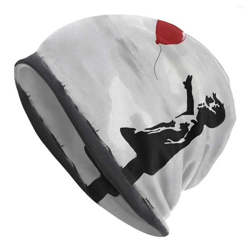 Berets Girl With Heart Balloon Graffiti ORIGINAL WALL Bansy Autumn Female Warm Beanies Double Used Outdoor Bonnet Hats