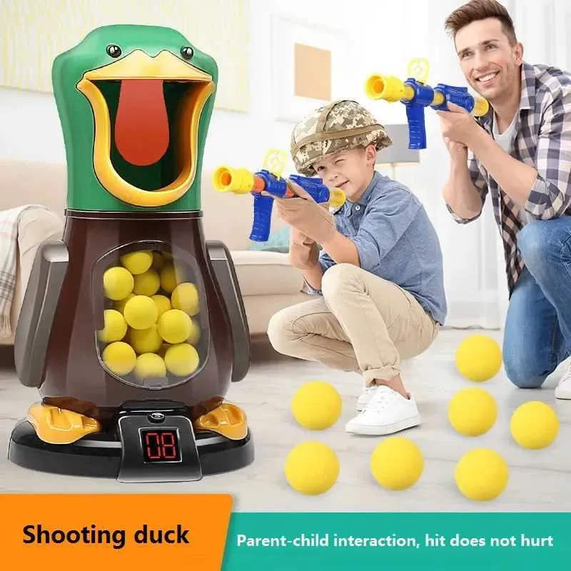 Gun Toys Hungry Shooting Duck Toys Air-powered Gun Soft Bullet Ball With Light Electronic Scoring Battle Games Funny Gun Toy for KidsL2403