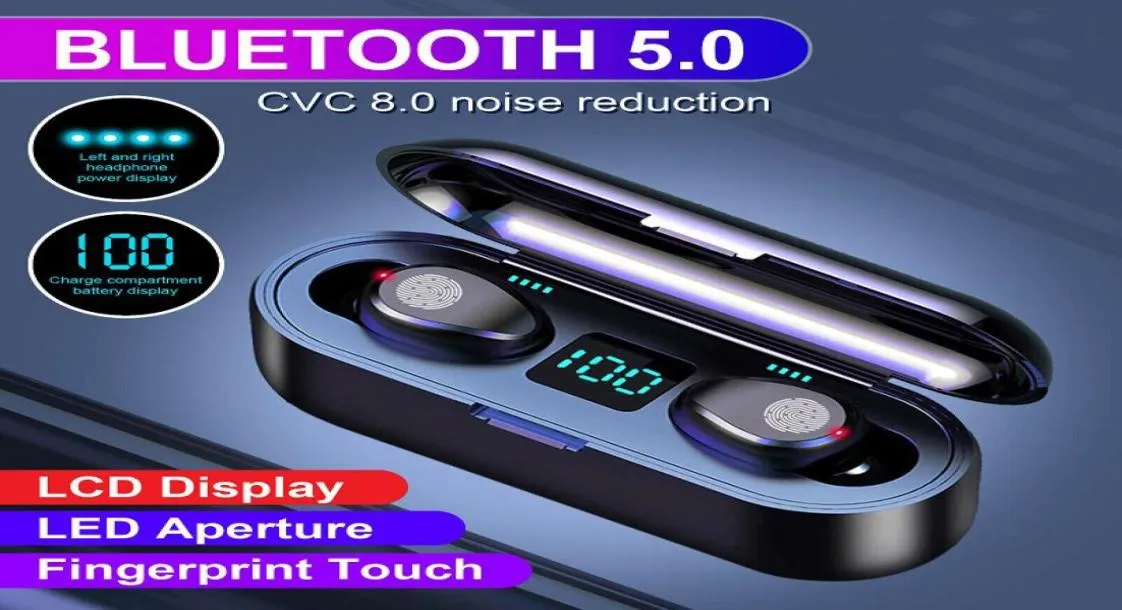 Écouteurs sans fil d'origine Bluetooth V50 écouteurs casque téléphone portable écouteur LED affichage contrôle tactile stéréo avec 2000 mAh Cha4938275