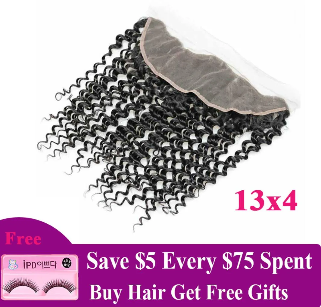 Brazilian Deep Wave Hair Ear To Ear Lace Frontal Closure Peruvian Remy Human Hair Frontal 134 Lace Frontal 124 pcs Lot9558047