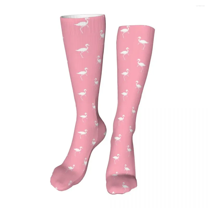 Herrensocken, Flamingo, Weiß, Rosa, Neuheit, Knöchel, Unisex, Mitte der Wade, dicker Strick, weich, lässig