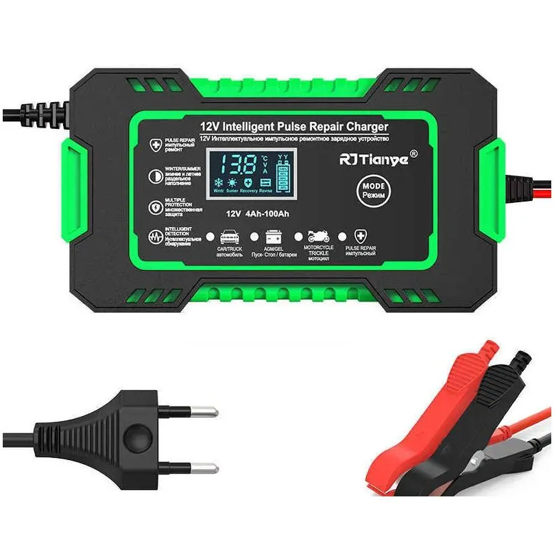 Auto Andere Autoelektronik Neues 6A 12V-Batterieladegerät Smart mit LCD-Touchscreen-Display PSE-Reparaturladegeräte Nass-Trocken-Blei-Säure-Tropfenlieferung Dhxqi