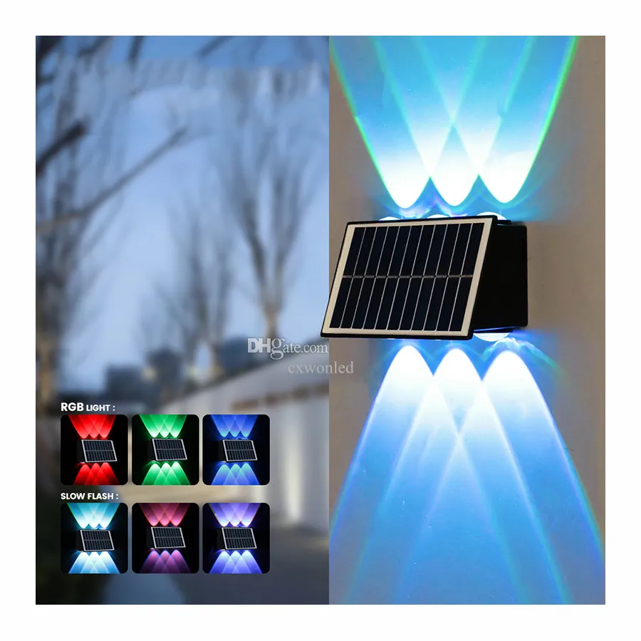 4LED 6LED 8LED OUTDOOR WALL LIGHT SOLAR POWERD UP AND DOWN SOLAR LEDデッキライトフェンスパティオ階段裏庭庭園