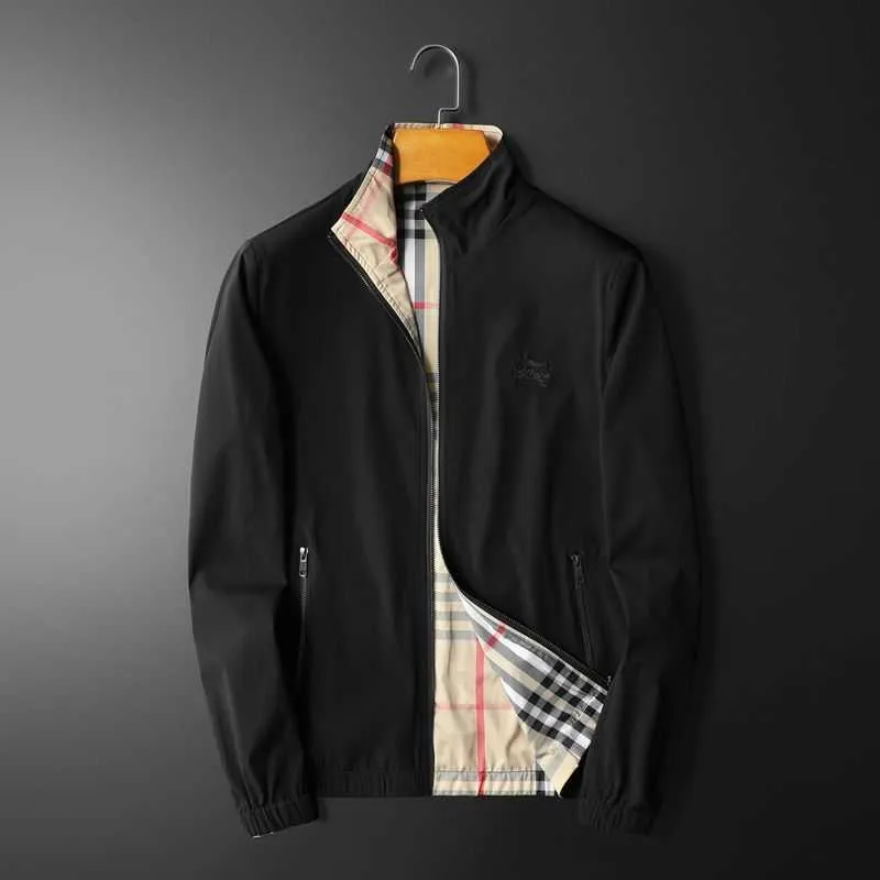 Designer jas shirt Burs lente- en herfstjas heren staande kraag geruite dubbelzijdige jas Veelzijdige oversized jas heren KU3S