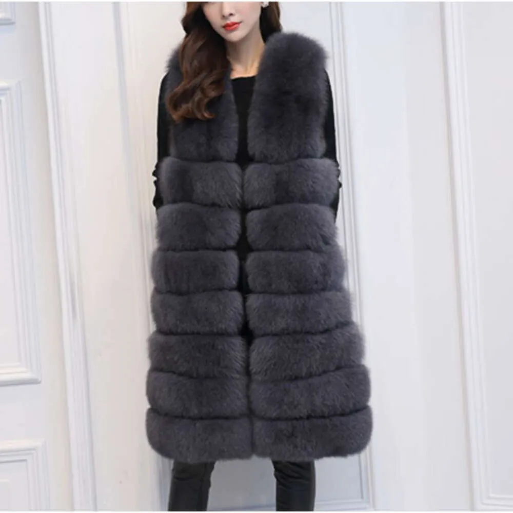 Haining Fur Hot Selling拡張ノースリーブのベスト模倣フォックスジャケット秋と冬の女性服323274