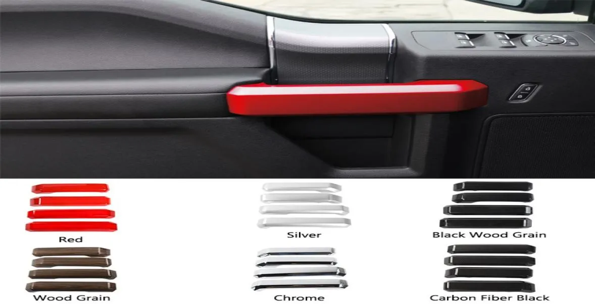 Cubiertas de manija de puerta Interior de grano ABS embellecedoras para Ford F150 2015 2016 2017 accesorios interiores de coche 6520441