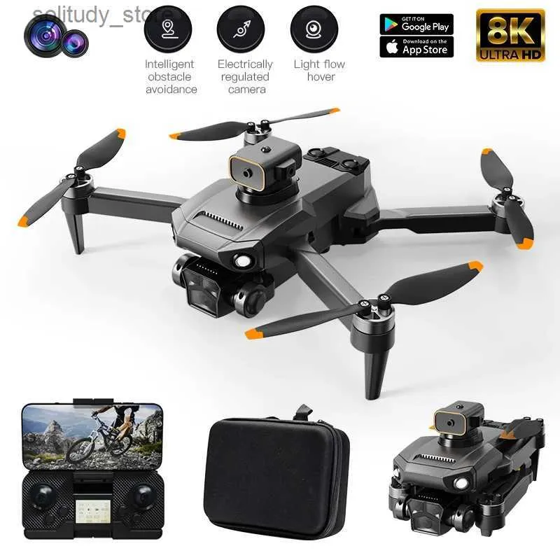 Drones P8 Pro 8K Drone Profesional Evitación de obstáculos 8K Cámara dual HD 5G Motor sin escobillas Plegable Cuatro Helicópteros Regalo Juguete 5000M Q240308