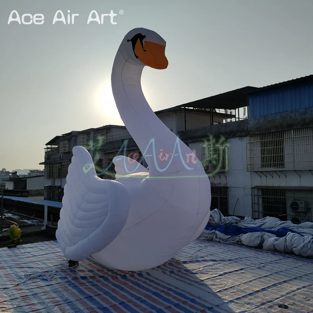 4mL  Beautiful Inflatable White Swan Animal for Event Decoration Advertising