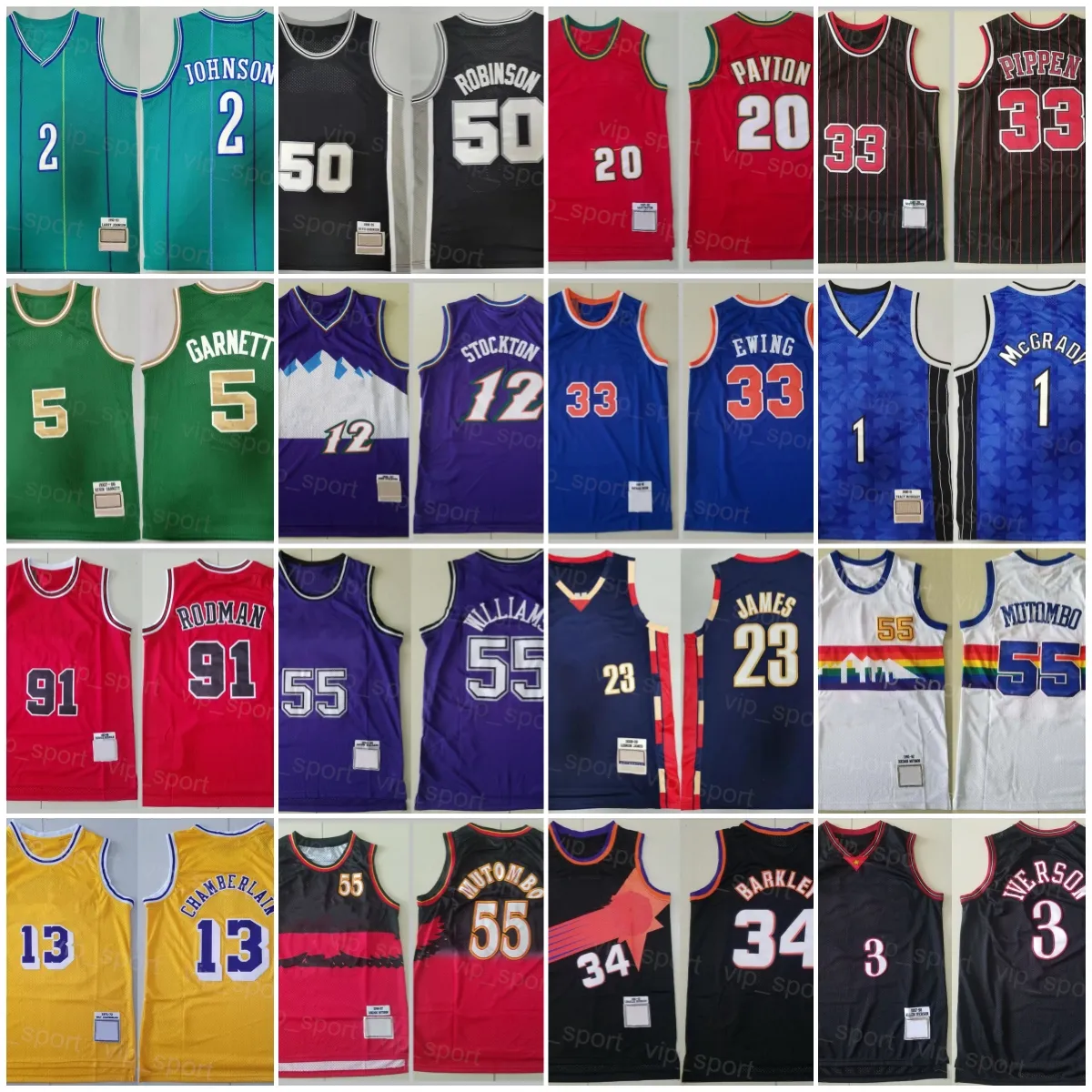 Vintage Basketball Jerseys Wilt Mamba Rodman West Johnson Garnett Olajuwon Stitched Throwback Jerseys
