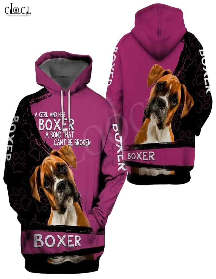 mode en tjej och hennes boxare hund 3d tryck hoodie män kvinnor tröja avslappnad husdjur hund design huva pälsen drop9969449