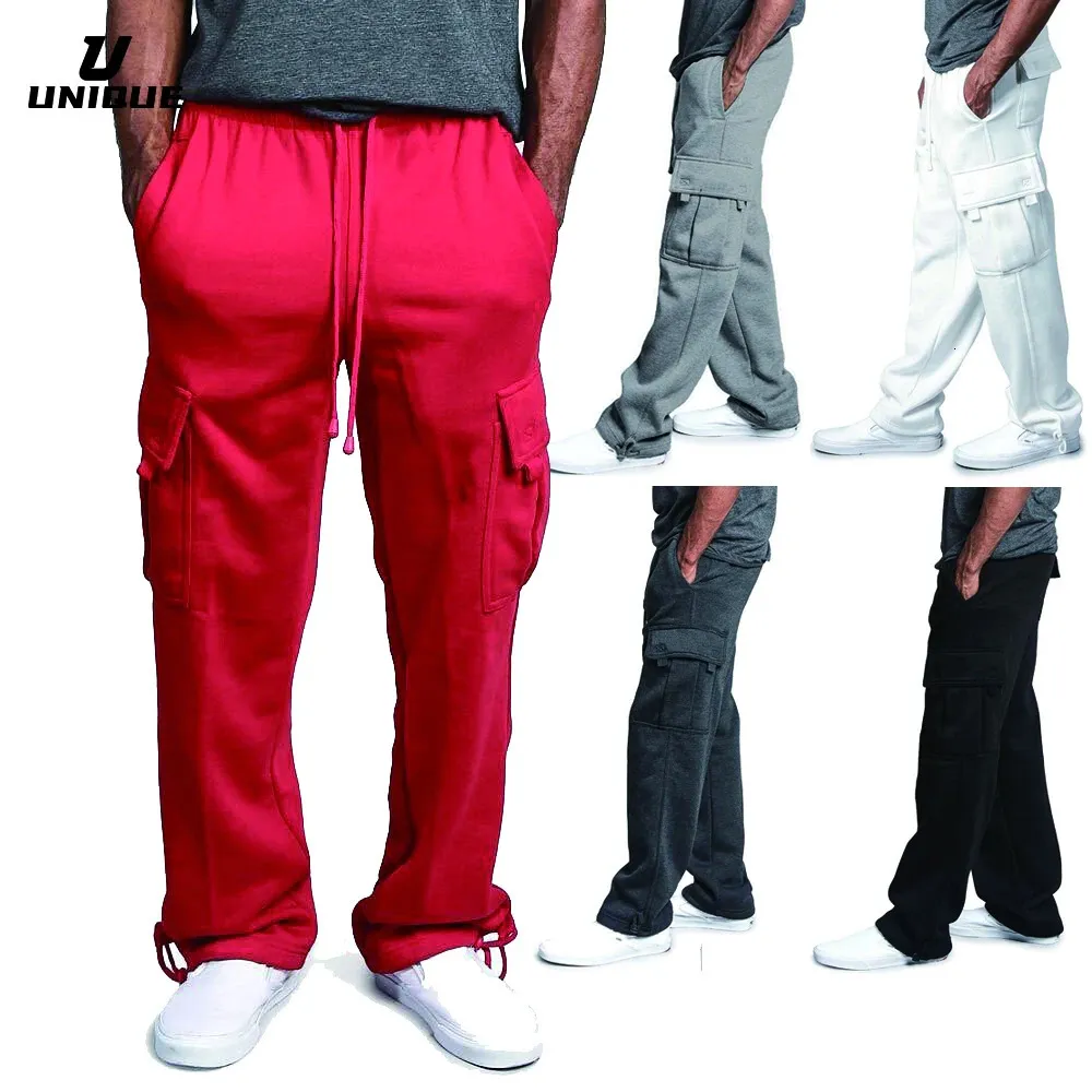 Pantalon cargo pour hommes pantalon de survêtement bas de rue hiver Fitness Gym entraînement en cours d'exécution exercice respirant doux mâle pantalon de survêtement 240304