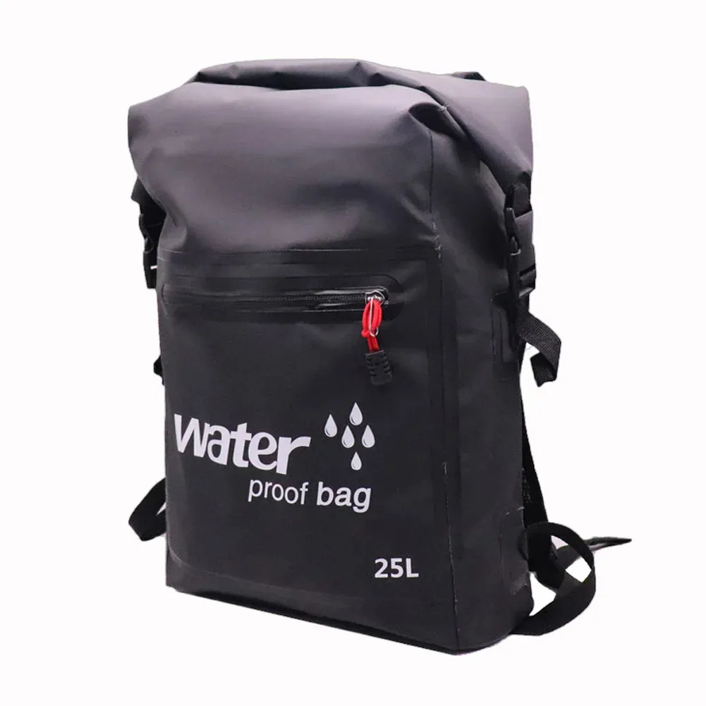 25L PVC السباحة مقاومة للماء حقيبة جافة مزدوجة الأشرطة الجدالة الرياضية الرياضية التجديف التجديف التجديف على ظهر حقيبة الظهر 240223