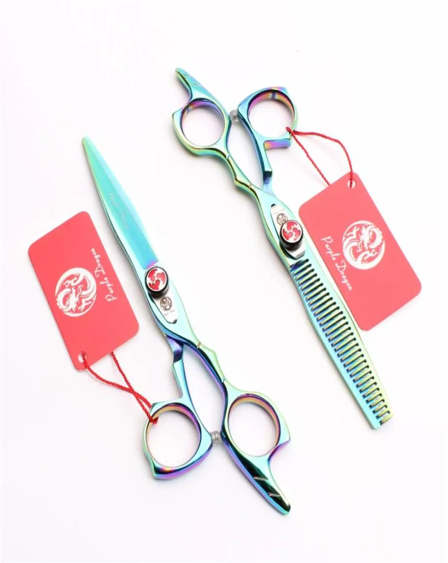 6039039 175cm Japan 440C Purple Dragon Professional Human Hair Soxe Cutting Thunning Scissors frisörsax Sal6183557