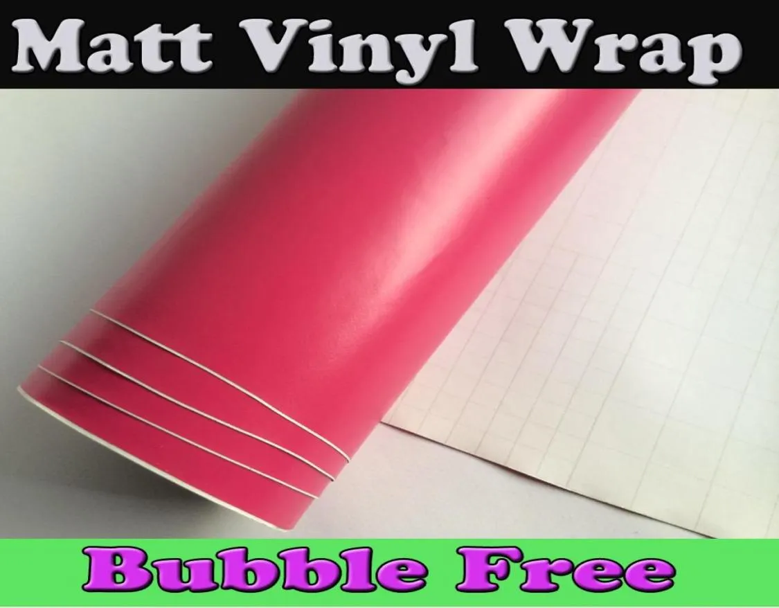 Pink Matt Vinyl Car Wrap Film With Air Release Full Car Wrapping Foil Rose Red Car Sticker Cover Size152x30Mroll 498x98ft8659636
