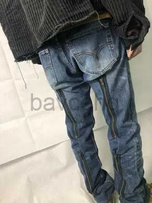 Erkekler Kot Mens Tasarımcı Kot pantolon Fermuar Tasarım Yıkanmış Yıkılmış Bıçak-kesilmiş Denim kot pantolonlar ASAP Rocky High Street Moda Marka 240308