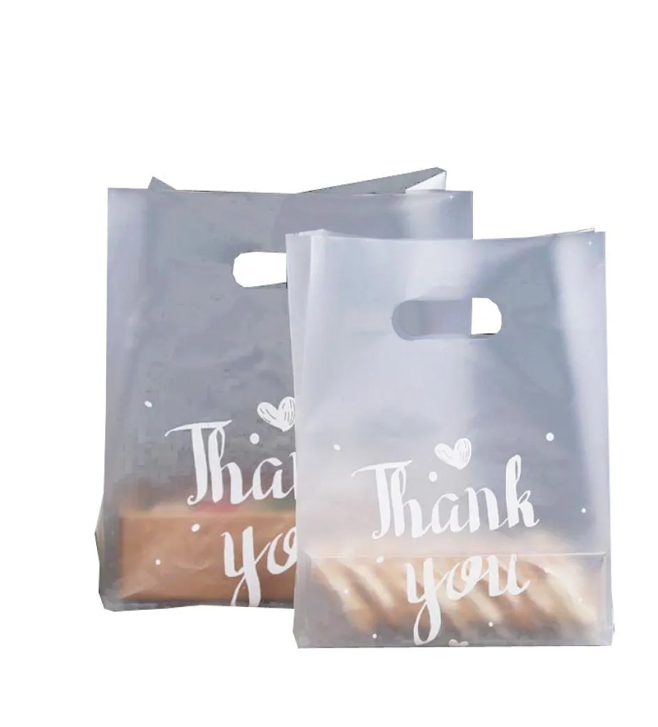 Obrigado saco de presente de plástico saco de compras de armazenamento de pão com alça festa de casamento sacos de embrulho de bolo de doces de plástico wb21778579767