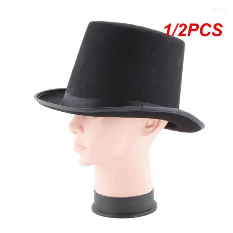 Berets 1/2st Tall Black Top Hat iögonfallande lämplig för alla åldrar kostym prop steampunk entusiaster rekvisita vintage stil