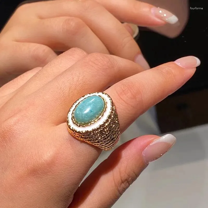 Cluster Rings 925 Silver Open Finger Ring Blue Green Golden White Geometric Vintage Stackable For Women Girl Jewelry Gift Dropship Wholesale