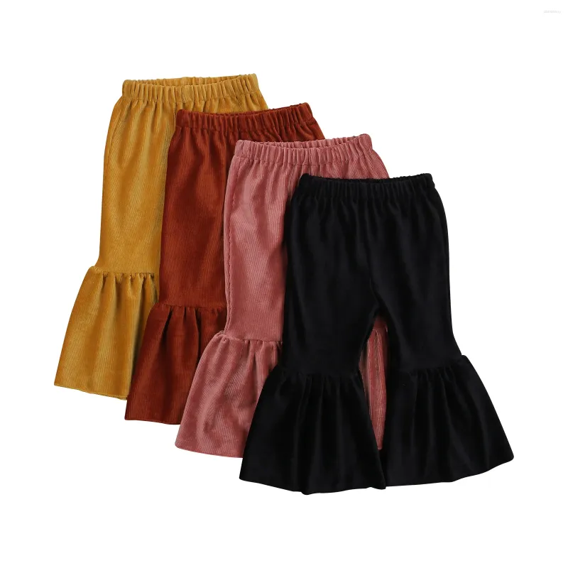 Trousers 1-6Y Toddler Kids Baby Girls Solid Color Bell-bottomed Pants Velvet Casual Flared Clothes Flare