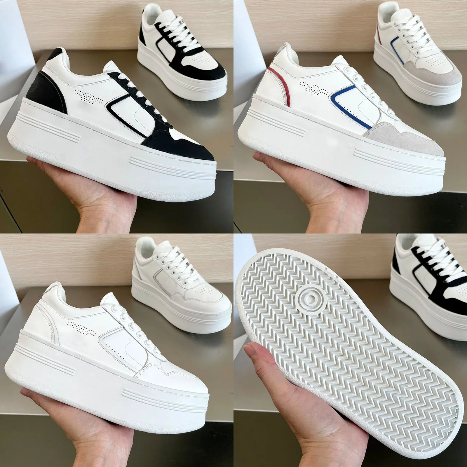 Nouveau créateur de mode femmes anti-dérapant semelle épaisse Tennis Sneaker décontracté en cuir bas haut conseil chaussures à lacets en caoutchouc grande semelle confort polyvalent femmes chaussures de tennis