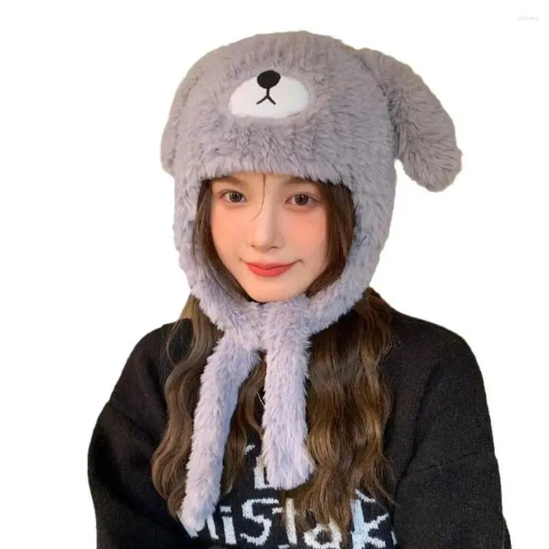 Berets fofo dos desenhos animados chapéu de pelúcia personalidade engrossado orelhas longas proteção de orelha cão gorro inverno inverno/outono