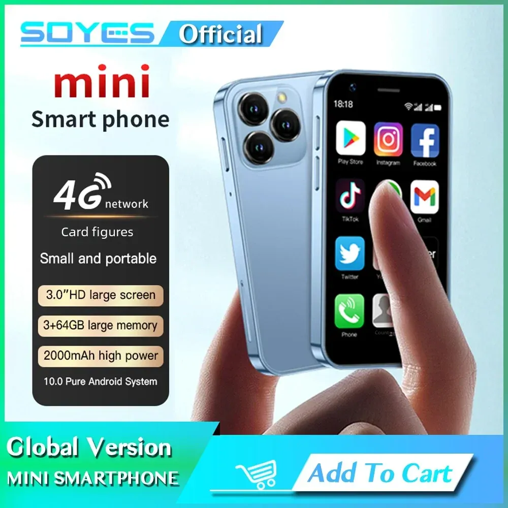Soyes XS16 Mini 4G LTE Android10.0 Smartphone 3GB RAM 64 GB ROM 3 "Display 5MP Camera Dual Sim met Play Store WhatsApp
