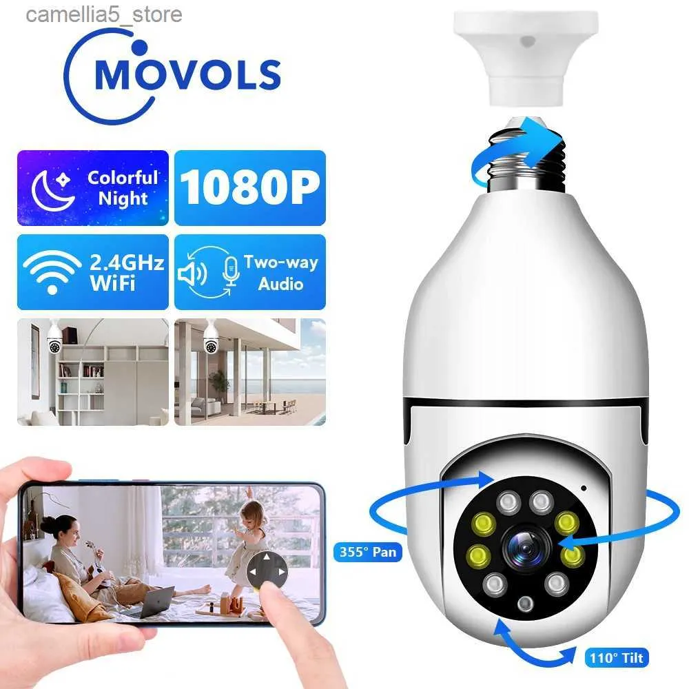 Baby Monitor Camera Movols WiFi Bulb E27 مراقبة الفيديو المنزلية السلامة الداخلية IP Color Light Vision AI التتبع الإنساني التلقائي Q240308