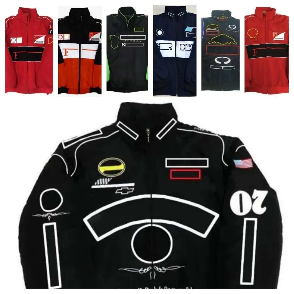 Vestes de course F1 automne et hiver vêtements en coton entièrement brodés ventes au comptant Logo de voiture vestes de broderie complète Style universitaire vestes de moto rétro wy