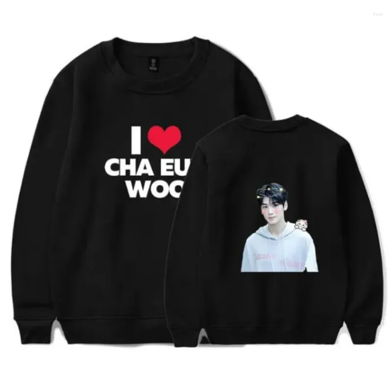 Sweats à capuche pour hommes KPOP Cha Eun Woo Merch Sweat à capuche surdimensionné Femmes Hommes O-Cou à manches longues Sweat-shirt Casual Survêtement Hip Hop Vêtements