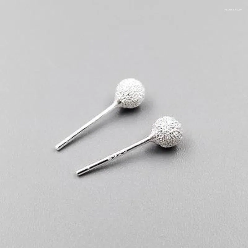 Stud Earrings Fashion 925 Sterling Silver Matte Surface Ball For Men And Women Rough Small