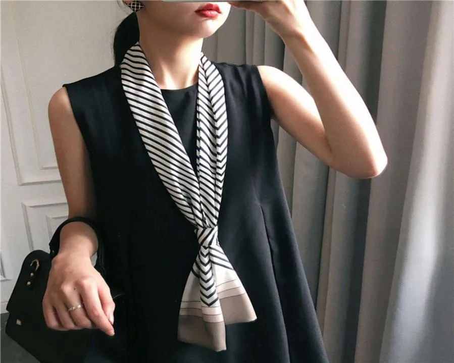 scarf strip small silk women039s spring foreign style fashion versatile decorative Winter narrow8920832