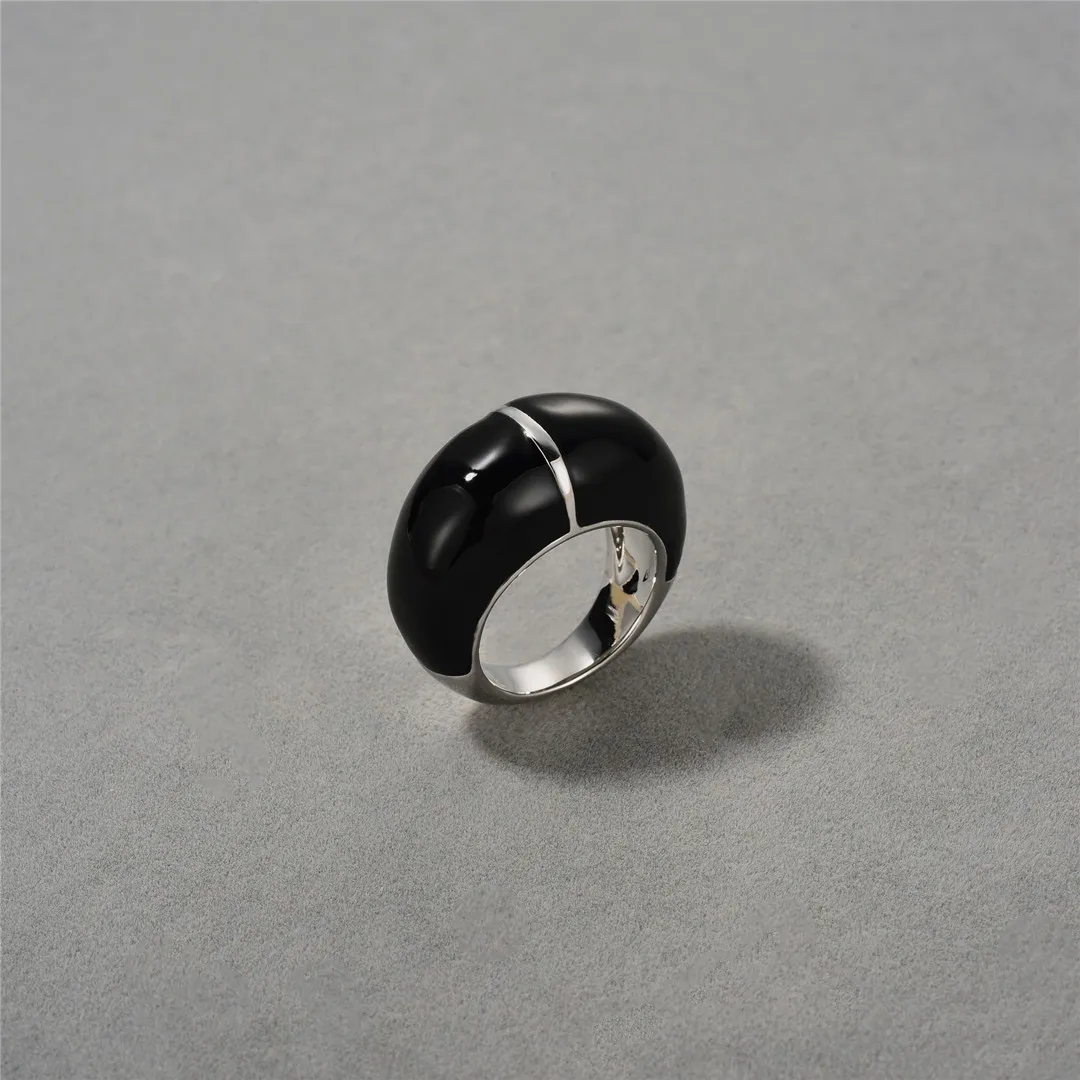 유럽 ​​및 미국 고급 금속 황동 도금 18K Real Gold Drop Glaze Ring 독특한 성격 단순하고 세련된 기질 반지